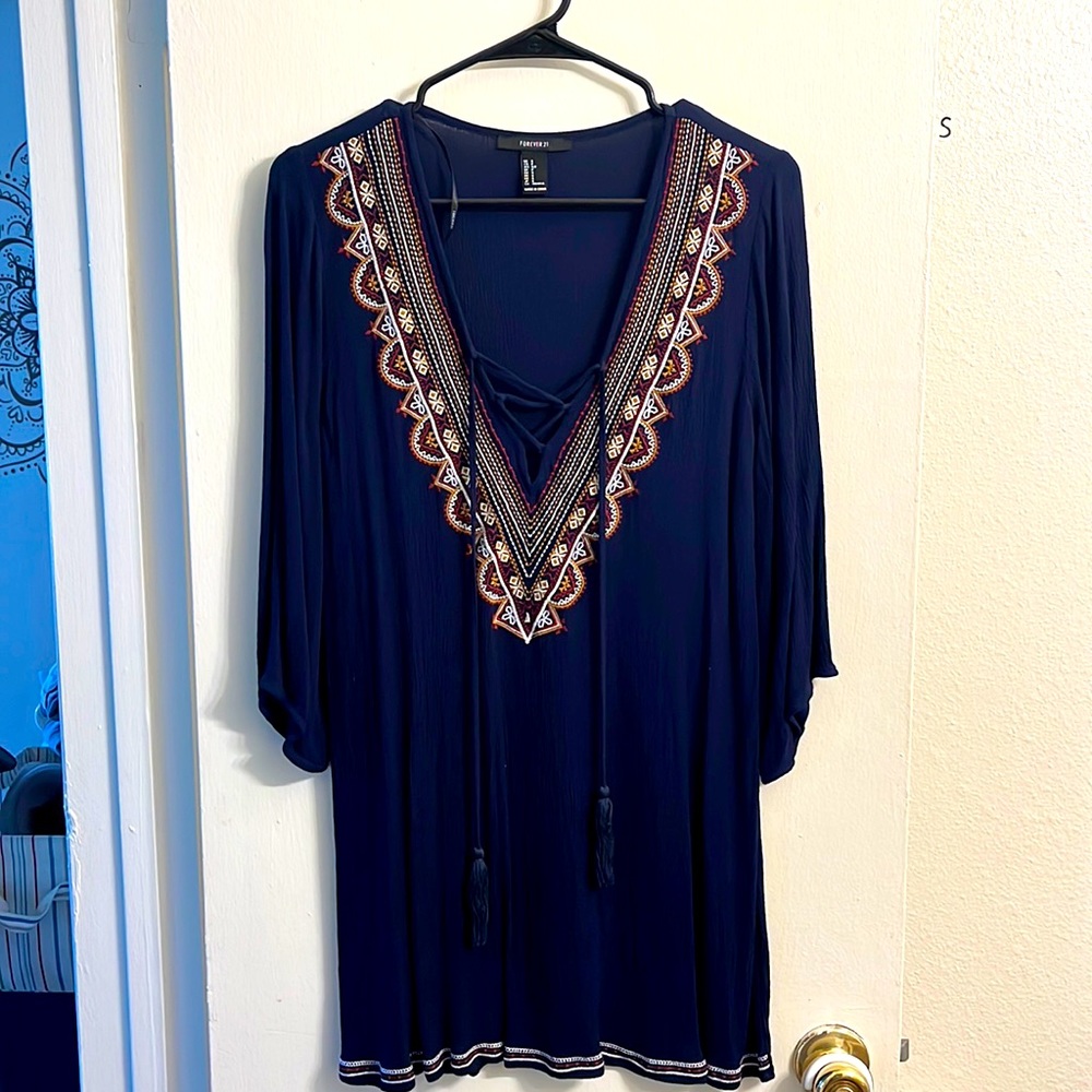 Mini blue pullover dress